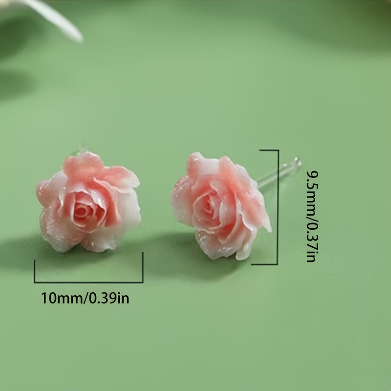 Luminous Rose Flower Ear Clip Resin Earrings